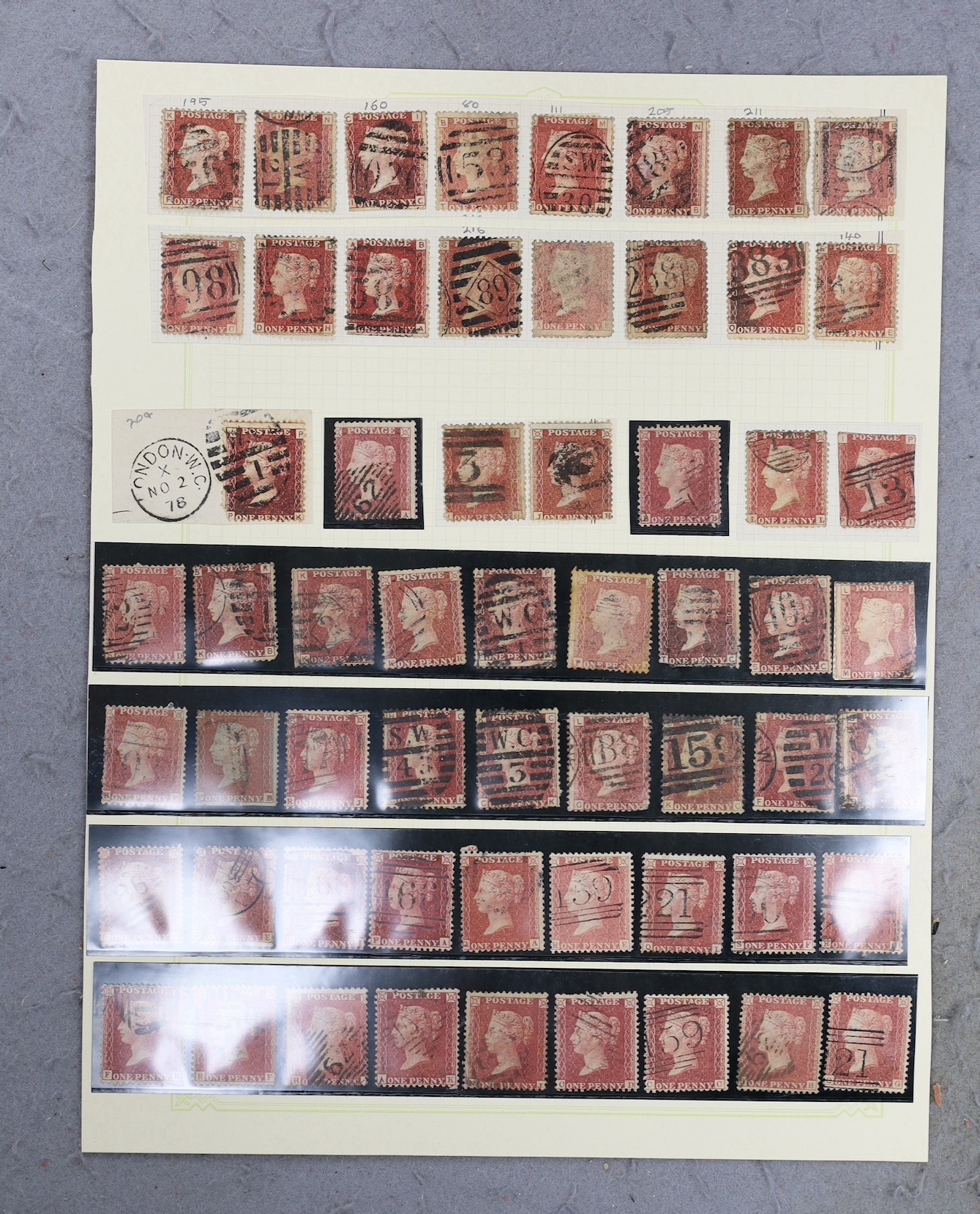 A large collection of Penny Red stamps